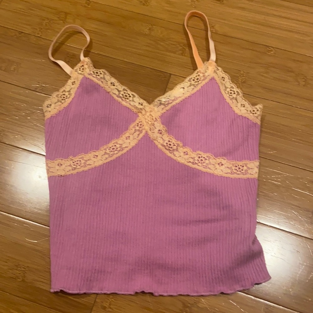 pink laced tank/crop top